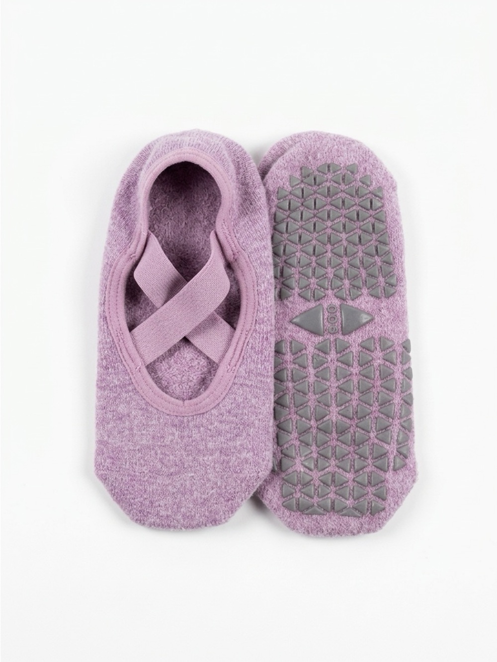Tavi Noir Criss Cross Ballet Grip Socks Knit Terry Heathered Purple Small